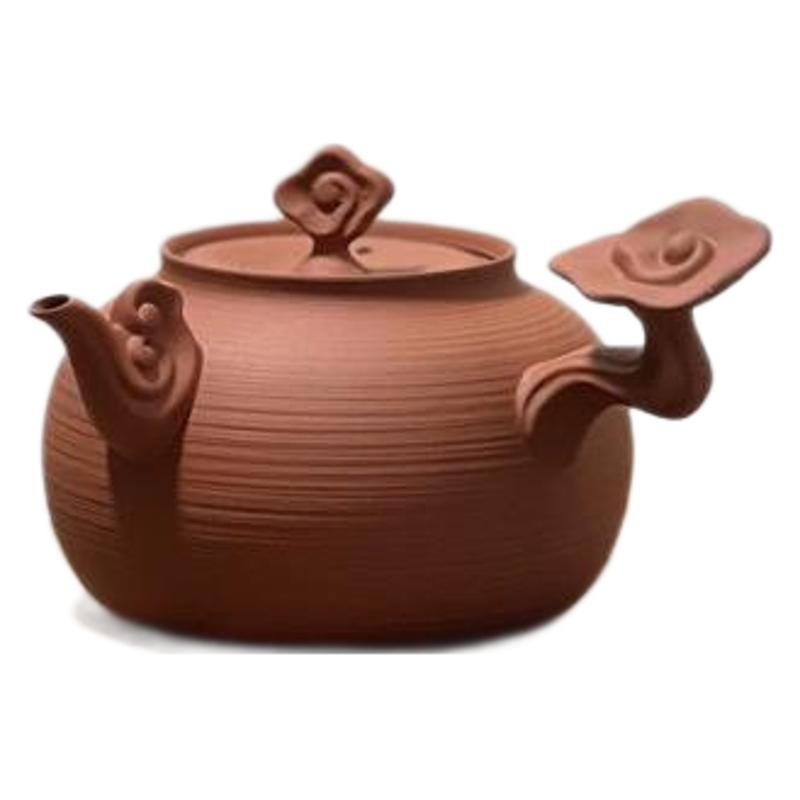 Chinese Chaozhou Kettle Handmade Red Clay Side Handle Kettle Original Handcrafted Shadiao Pottery