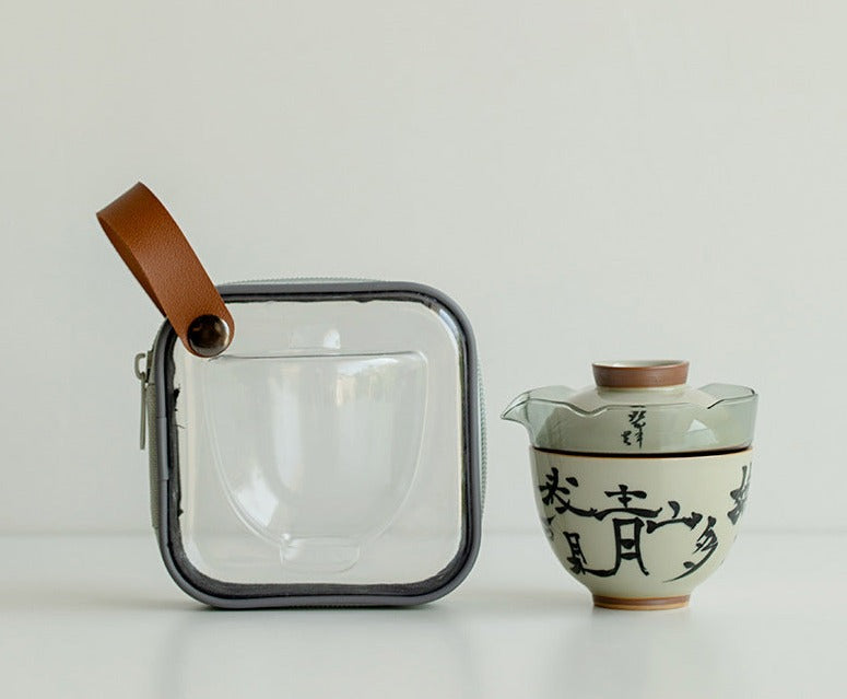 this is a ceramic teapot.this is a gaiwan travel set