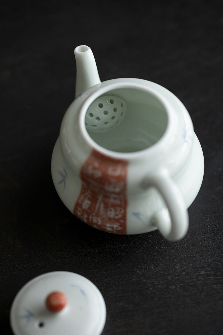 This is a ceramic teapot