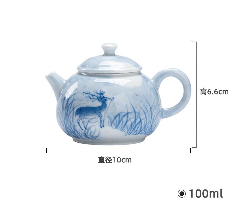 this is a ceramic teacup. this is a blue teacup