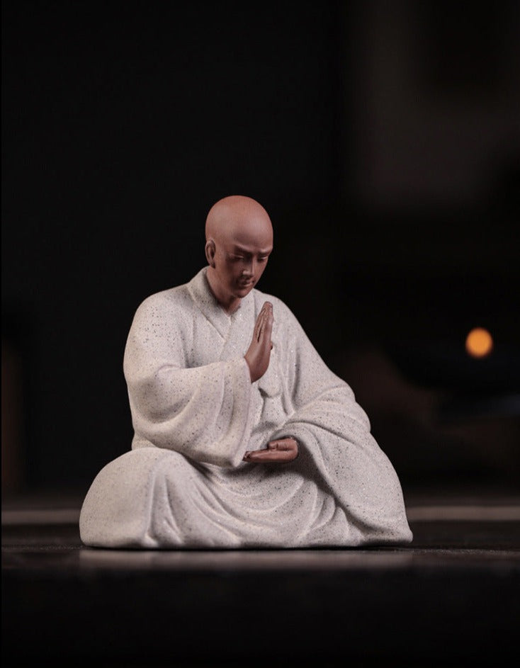 Chinese Yixing Clay Mini Monk Sculpture Tea Pets Zen Style