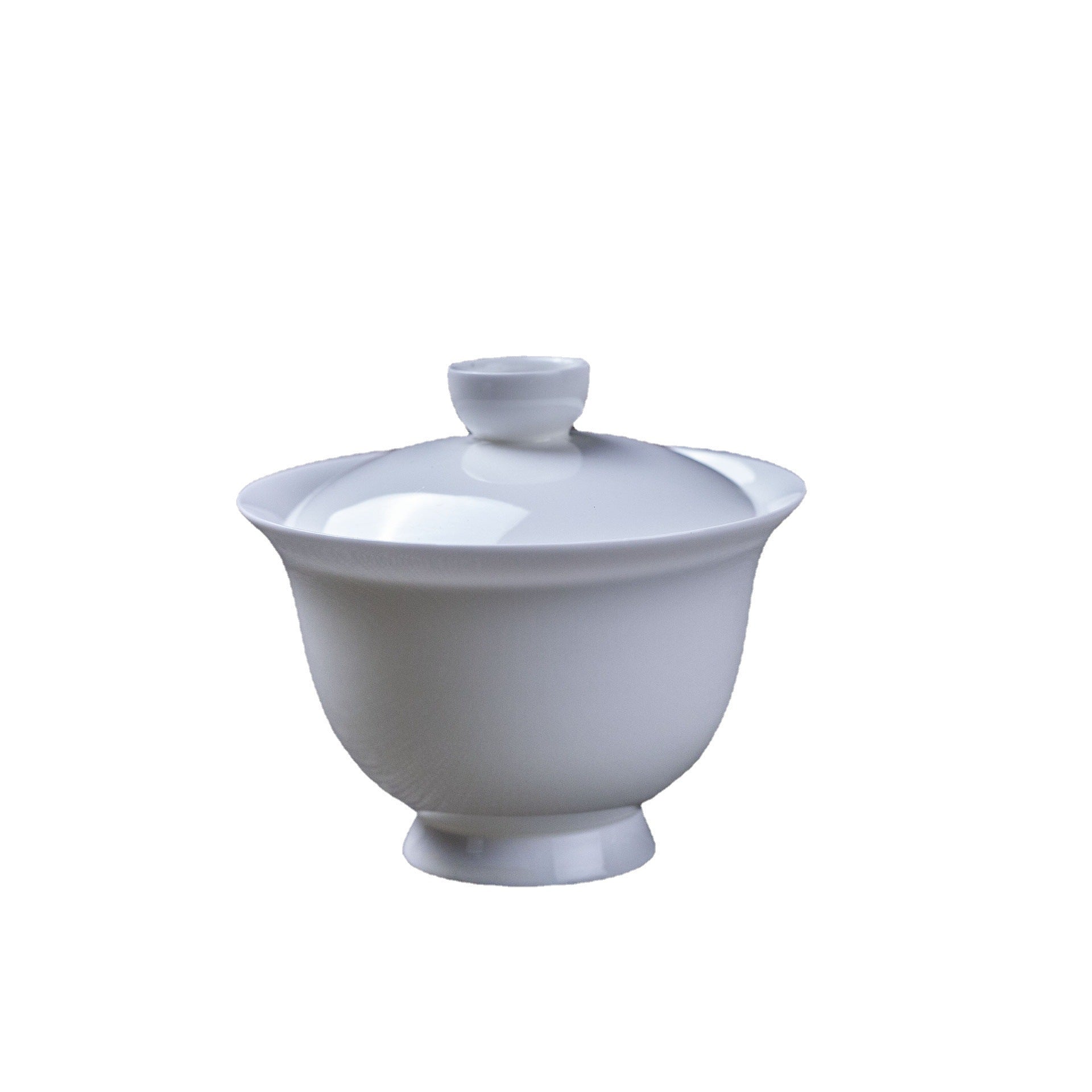 this is a white ceramic gaiwan teapot