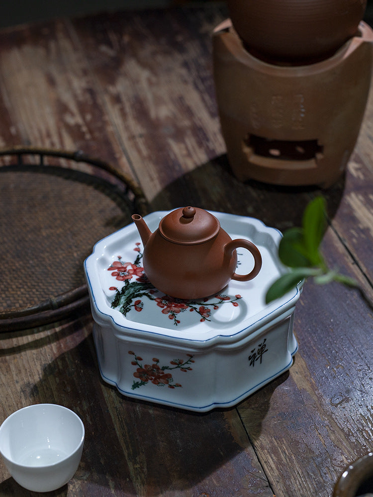 Tea Tray Handmade Chaozhou Classic Painting Chinese Antique Style White Original Tea Boat