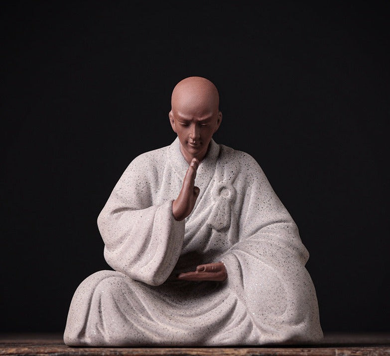 Chinese Yixing Clay Mini Monk Sculpture Tea Pets Zen Style