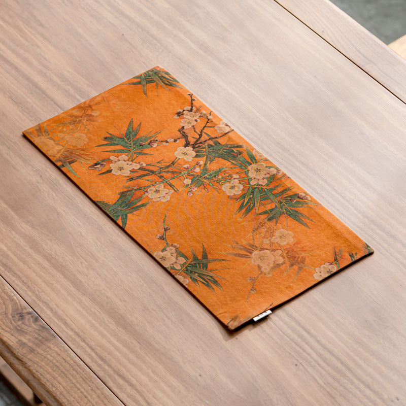 This is a gambiered canton silk xiangyunsha tea table cloth