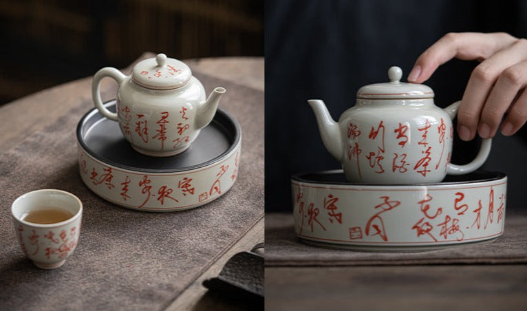 This is a ceramic teapot