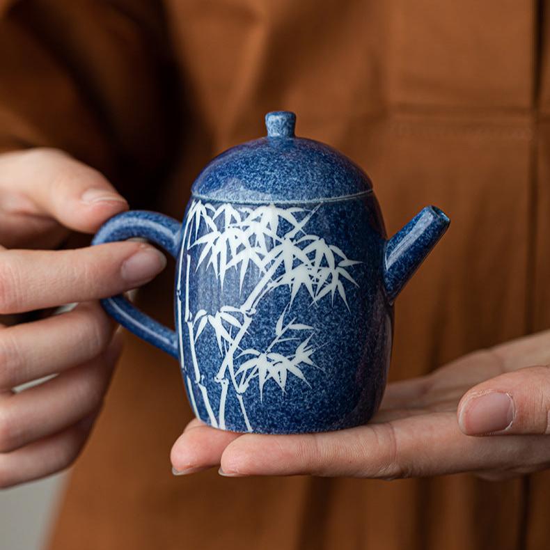 This is a ceramic teapot