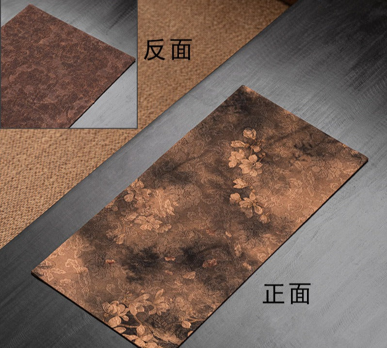 This is a gambiered canton silk xiangyunsha tea table cloth