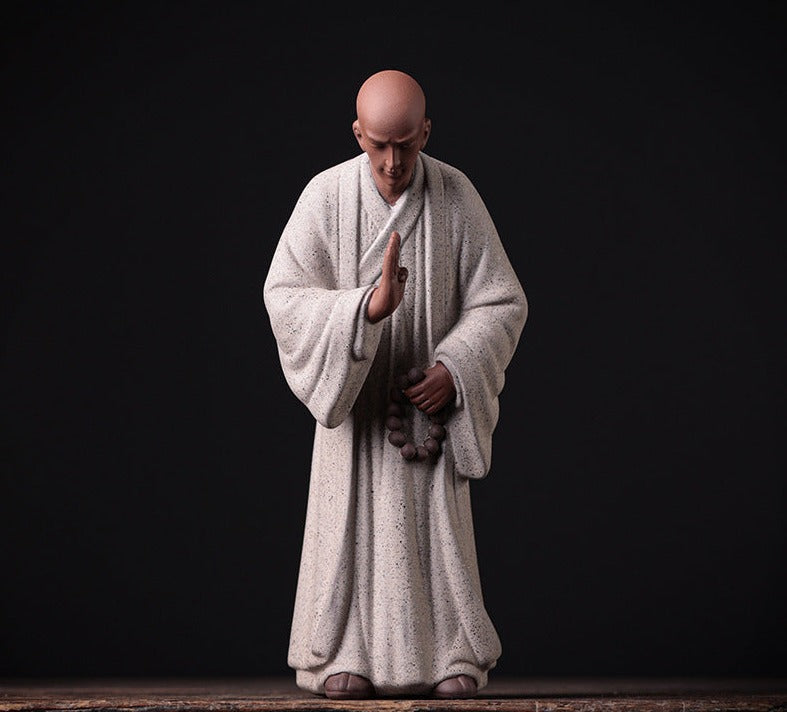 Chinese Yixing Clay Mini Monk Sculpture Tea Pets Zen Style