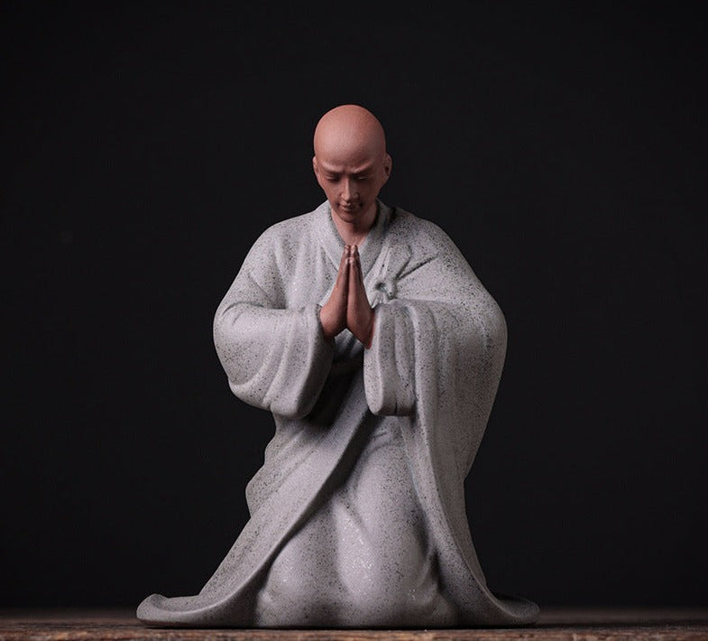 Chinese Yixing Clay Mini Monk Sculpture Tea Pets Zen Style