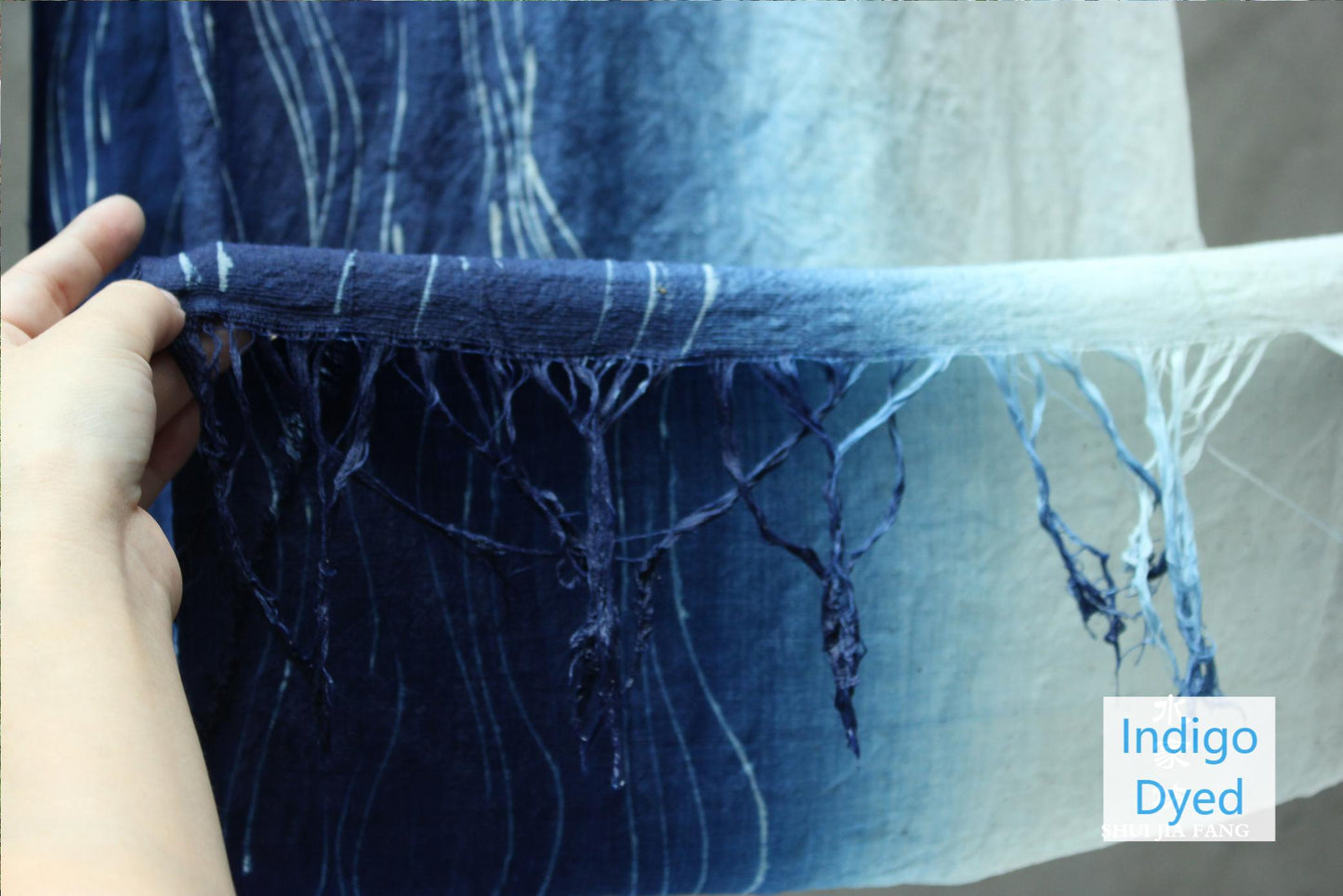 Hand Dyed Chinese Indigo Dyed Water Pattern Tea Table Cloth Batik Farbic Natural Dyed Cotton Chabu Chaxi