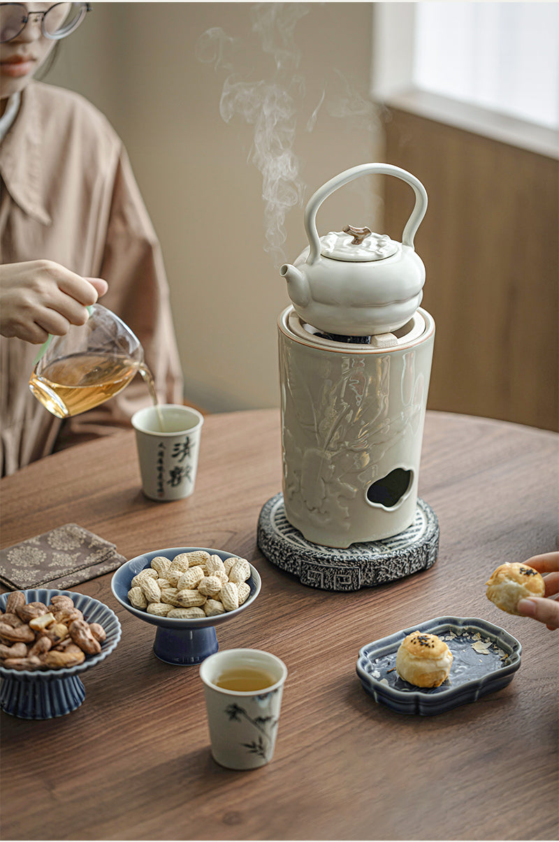 Chinese Soda Glaze Lifting Pottery Pot Kettle Pottery Open Fire Charcoal Burning Alcohol Stove Set