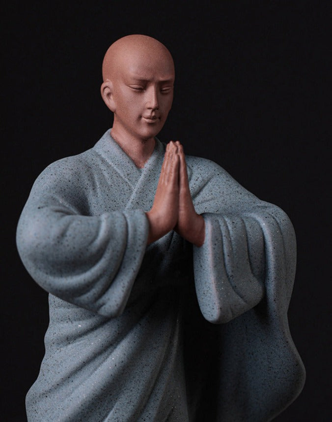 Chinese Yixing Clay Mini Monk Sculpture Tea Pets Zen Style