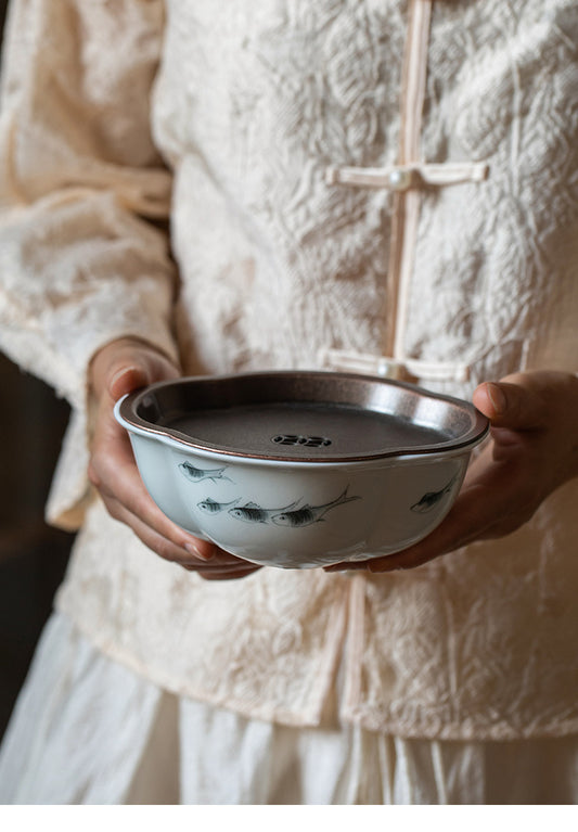 Tea Tray Handpainted Chinese Antique Style White Original Tea Boat