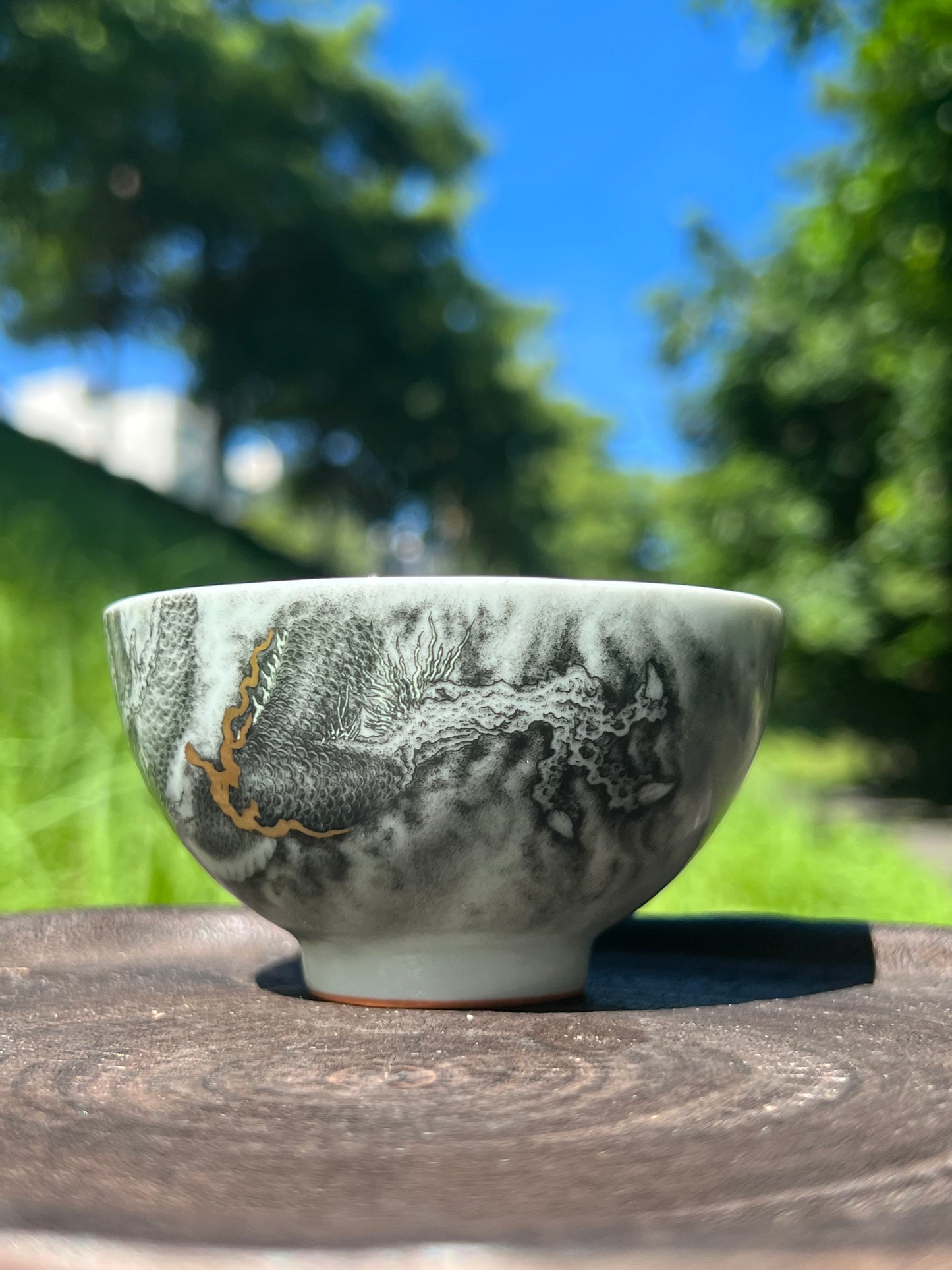 Handcrafted Chinese Hand Painted Chinese Dragon Jingdezhen Black Teacup Master Cup Pottery Artwork