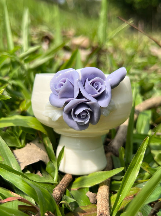 this is a woodfired white fine pottery flower teacup