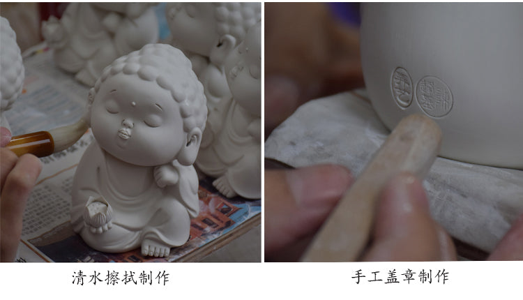 This is a white porcelain buddha teapet incense holder