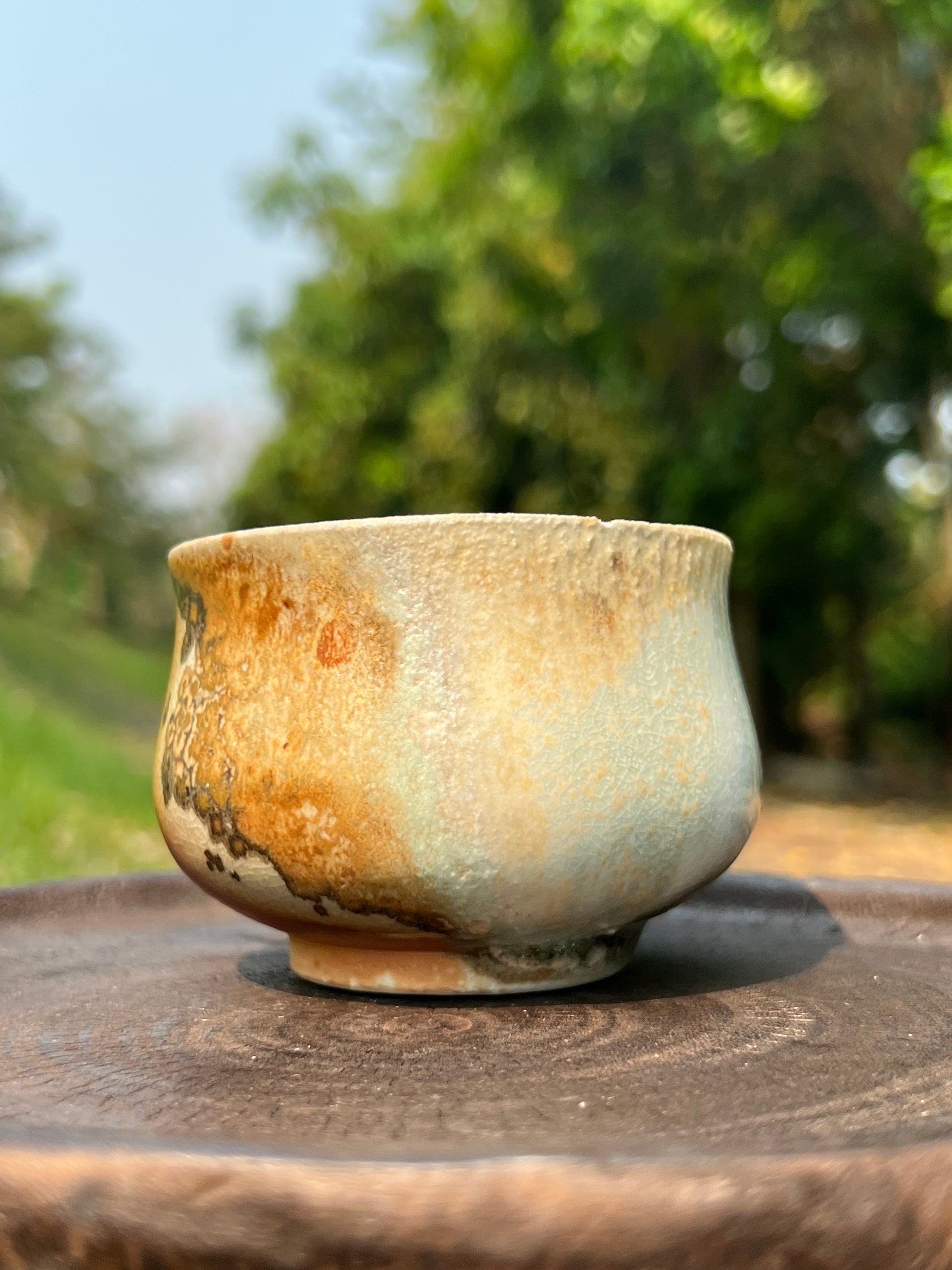 This is a woodfired pottery teacup