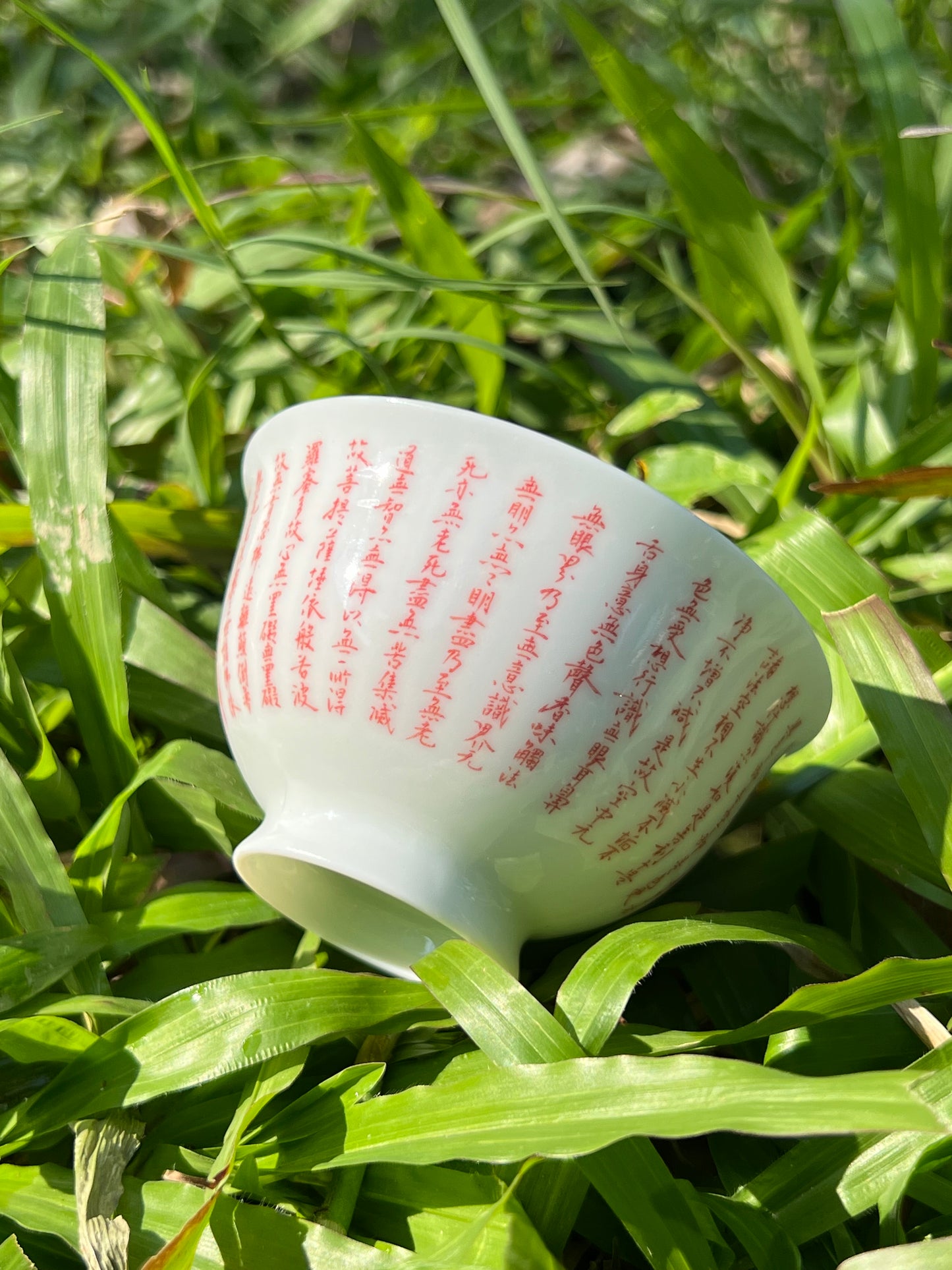 100% Handpainted Heart Sutra Teacup Artwork Zen Style Chinese Original White Ceramic Teacup