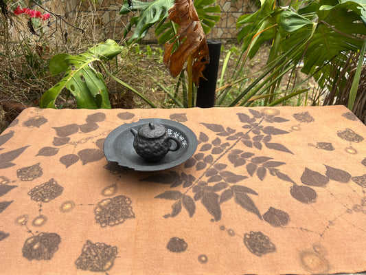 Hand Dyed Tea Table Cloth Natura Plant Dyed Cotton Tea Mat Chabu Chaxi Brown Black Color