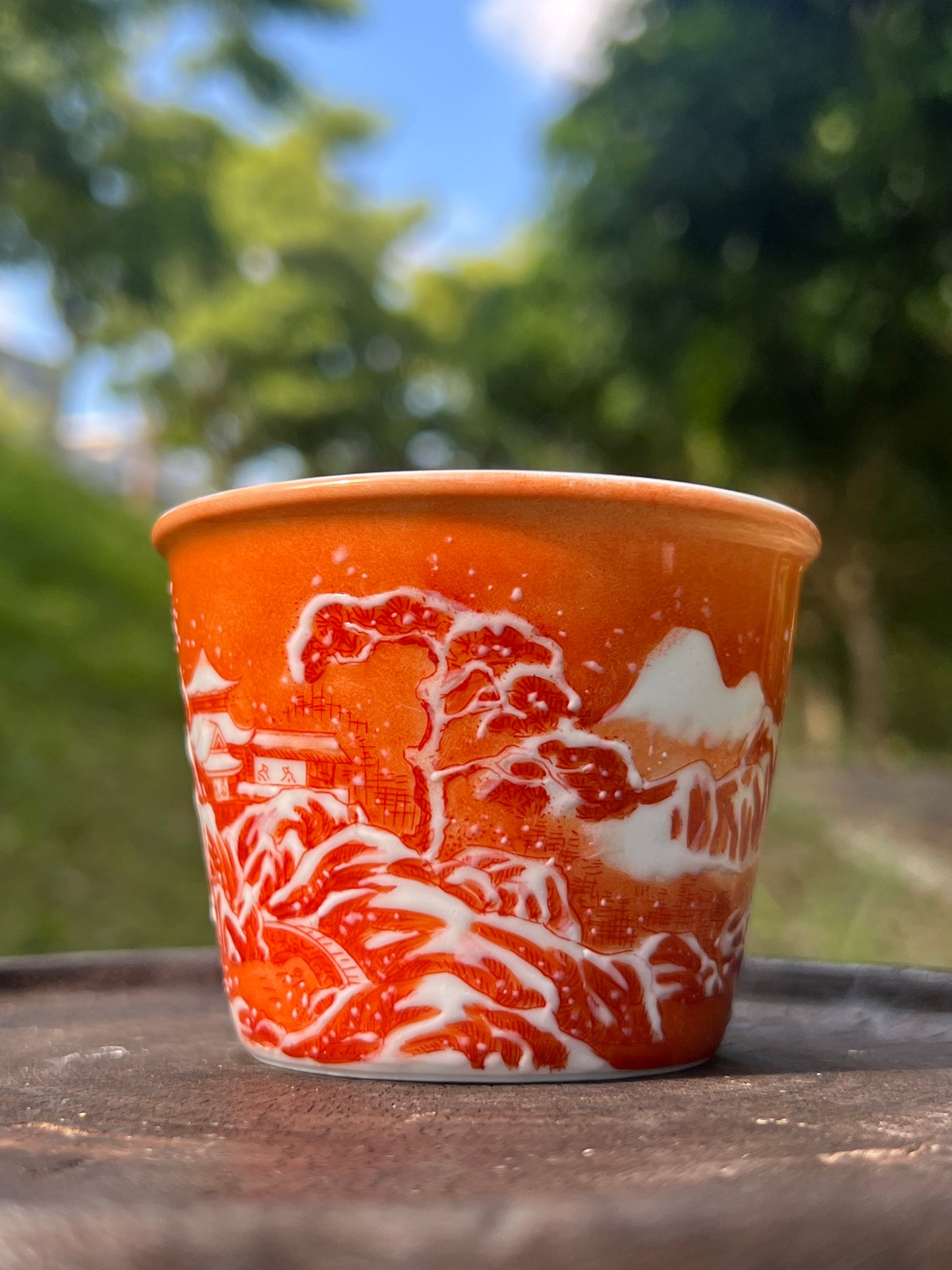 This is Chinese Jingdezhen alum red teacup. This is a ceramic teacup