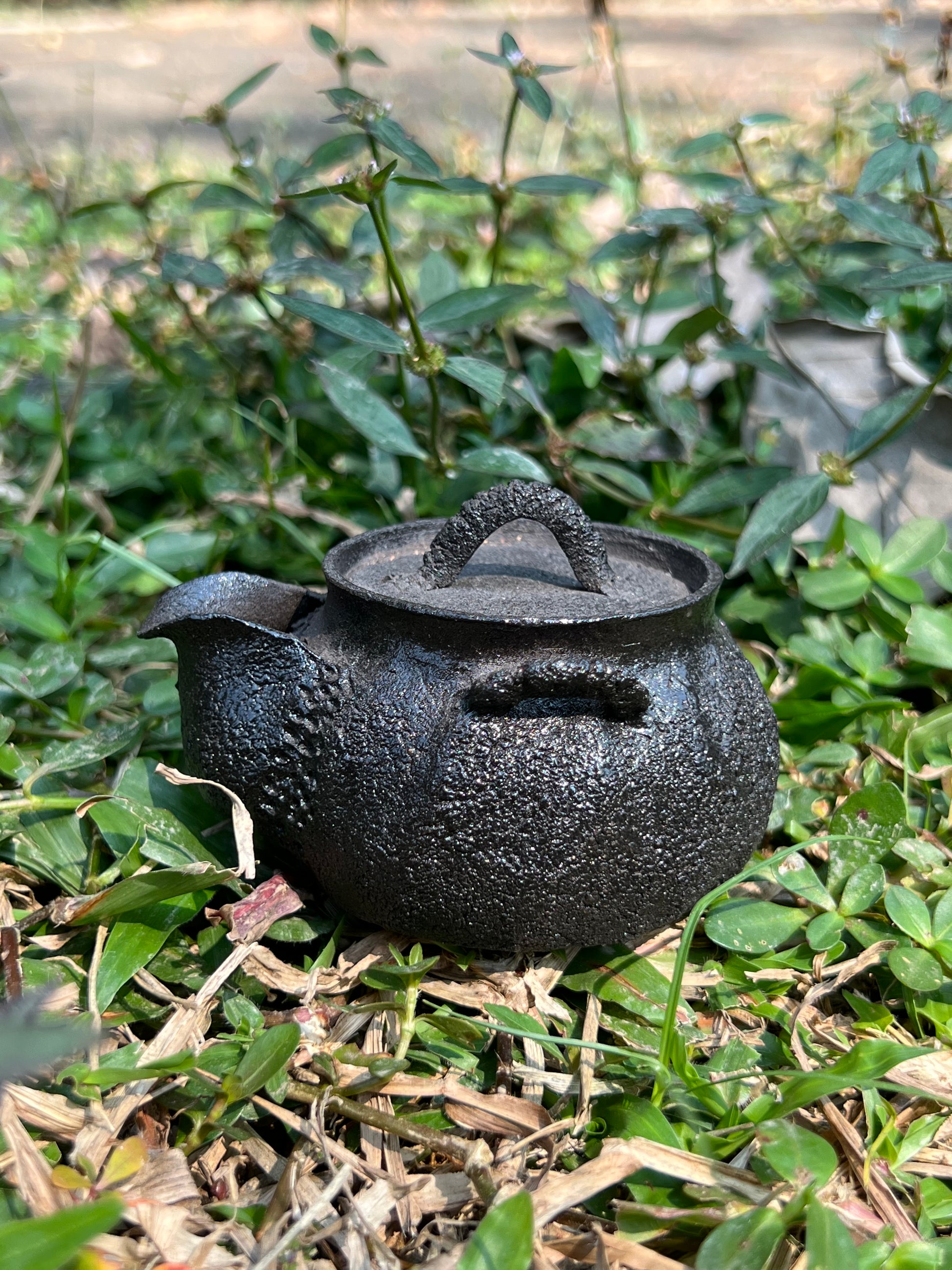 This is a purple clay teapot 