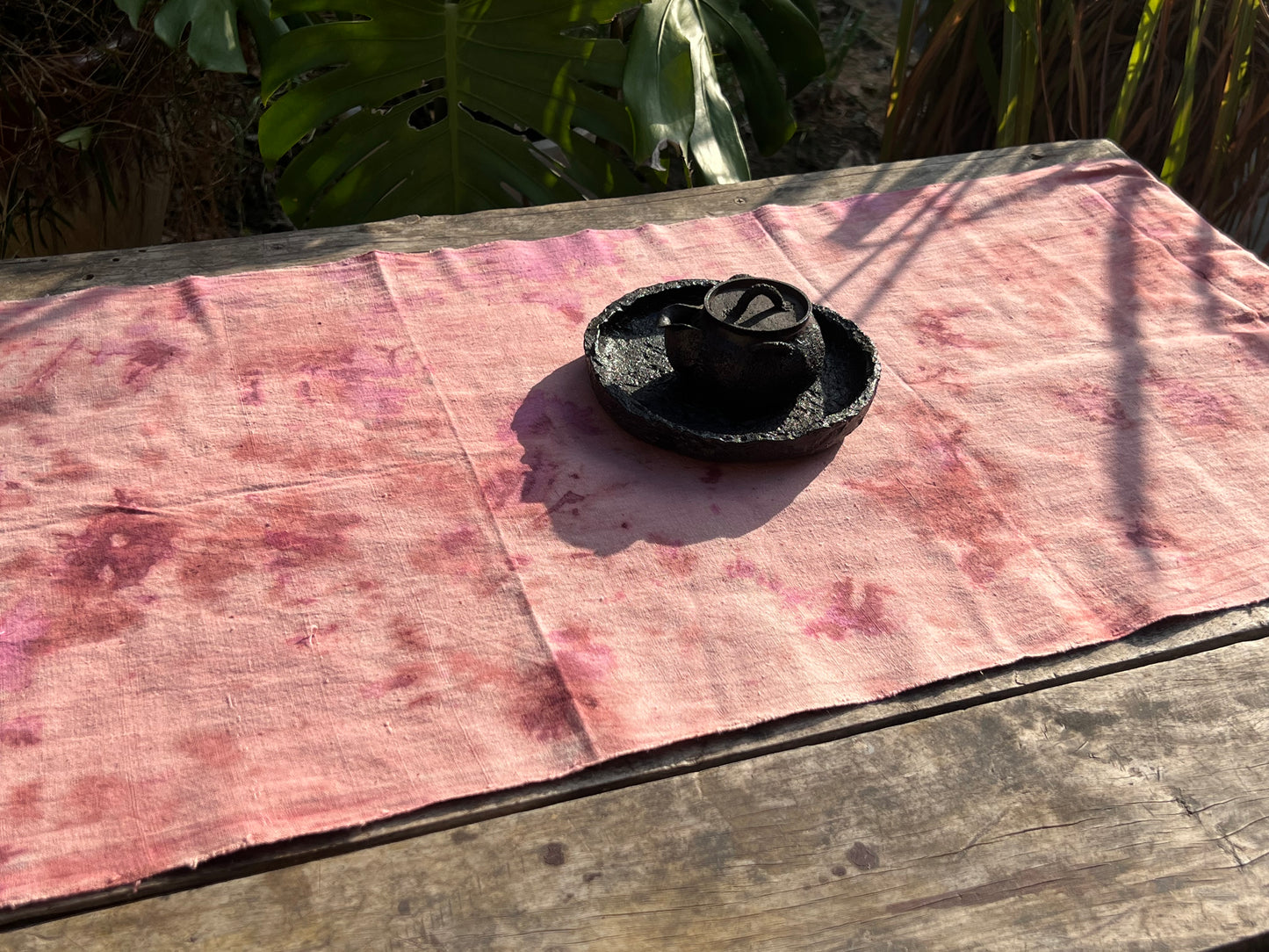 Hand Dyed Natural Dyed Tea Tablr Cloth Pure Cotton Pink Tea Mat Chabu Chaxi