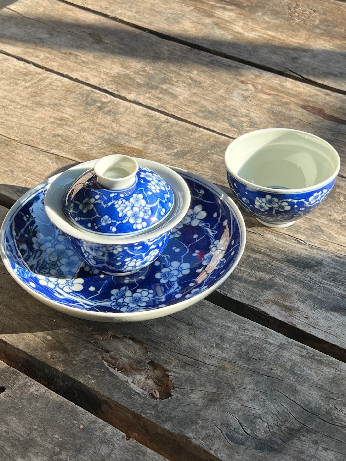 Hand Painted Chinese Blue and White Porcelain Tea Tray Ice Plum Flower Pattern Jingdezhen Master Ceramic Artwork