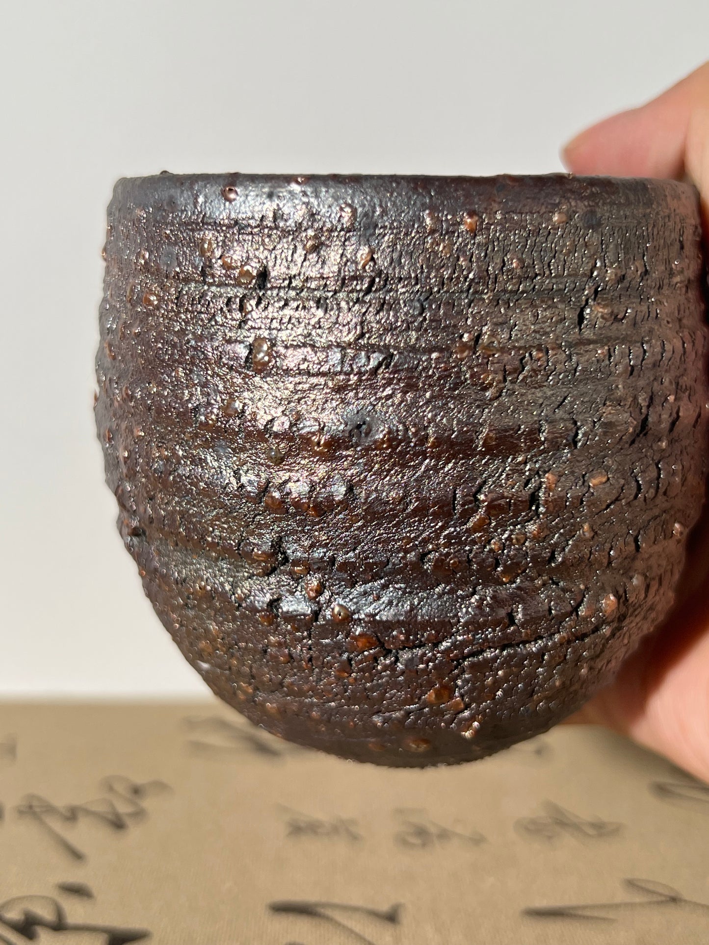 This is a woodfired tietai pottery faircup gongdaobei