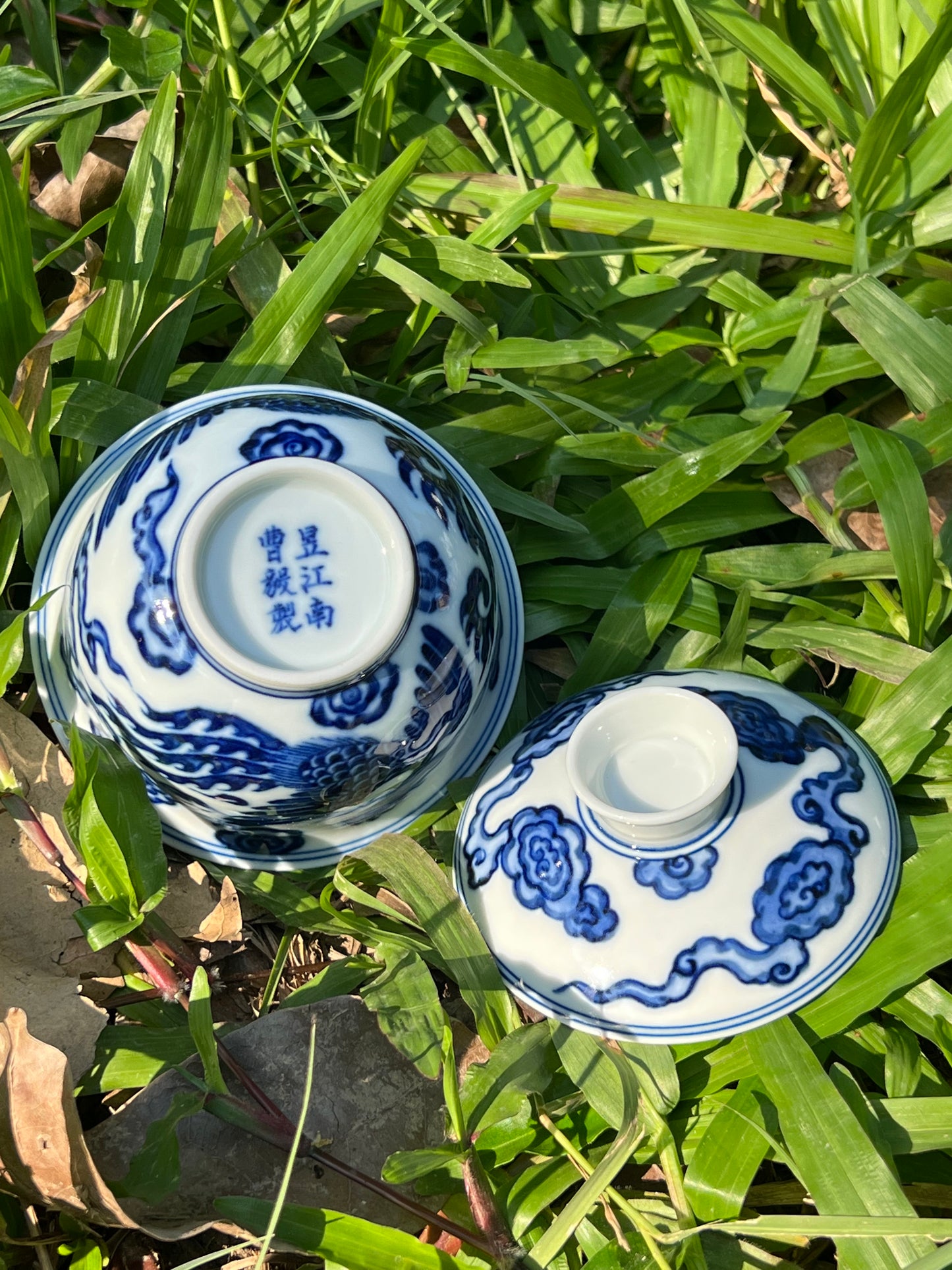 Hand Painted Chinese Phoenix Gaiwan Blue and White Porcelain Teaware Jingdezhen Master Ceramic Artwork