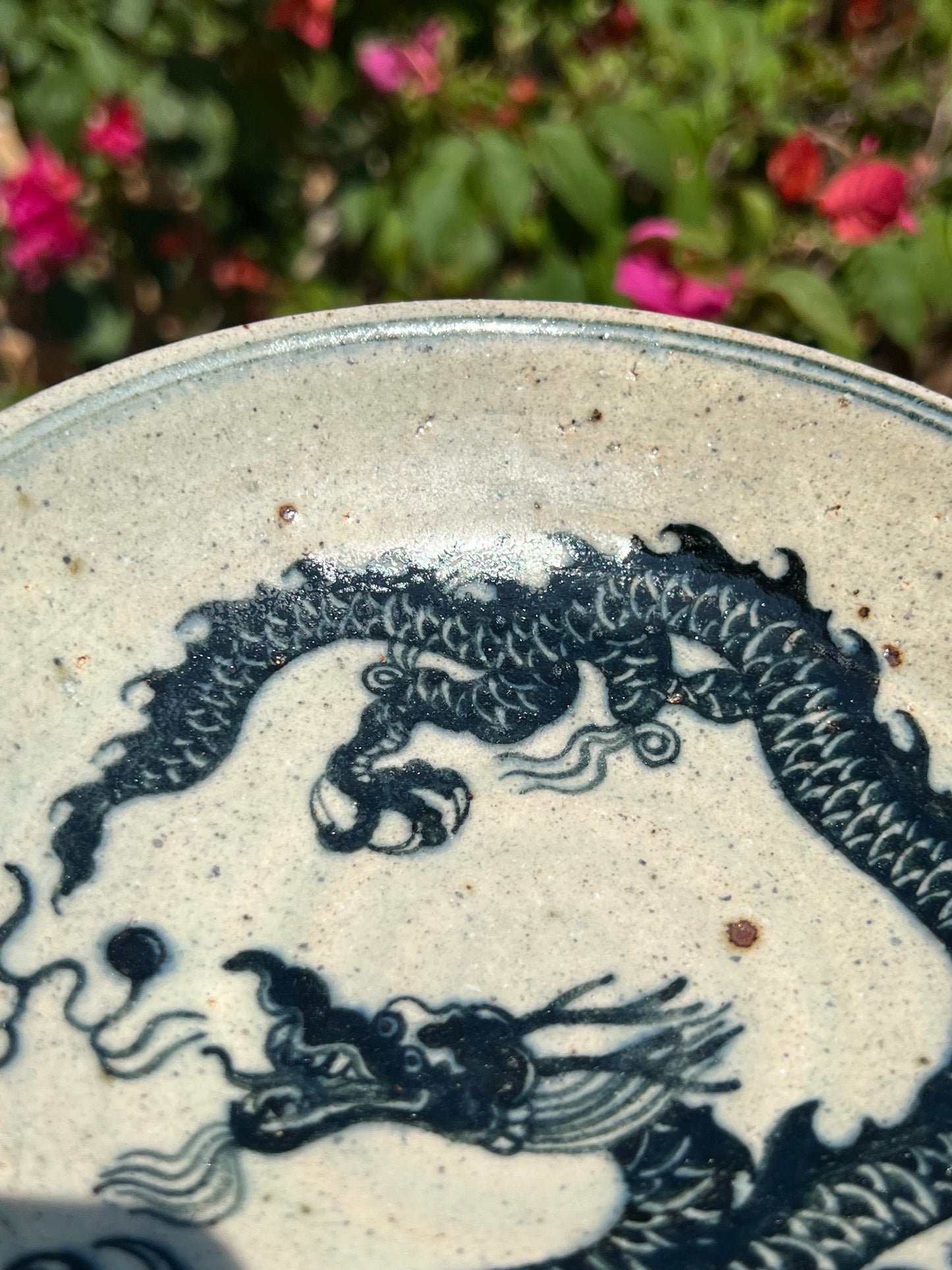 Chinese Handpainted Chinese Dragon Blue and White Pottery Jingdezhen Tea tray Teapot Holder Master Pottery Artwork