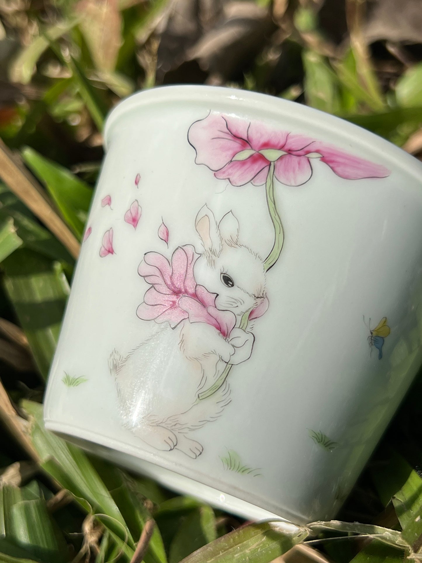 Hand Painted Chinese Rabbit Teacup Jingdezhen Master Ceramic Artwork