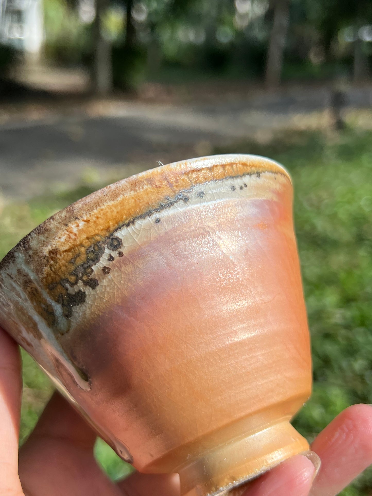 This is a woodfired pottery teacup