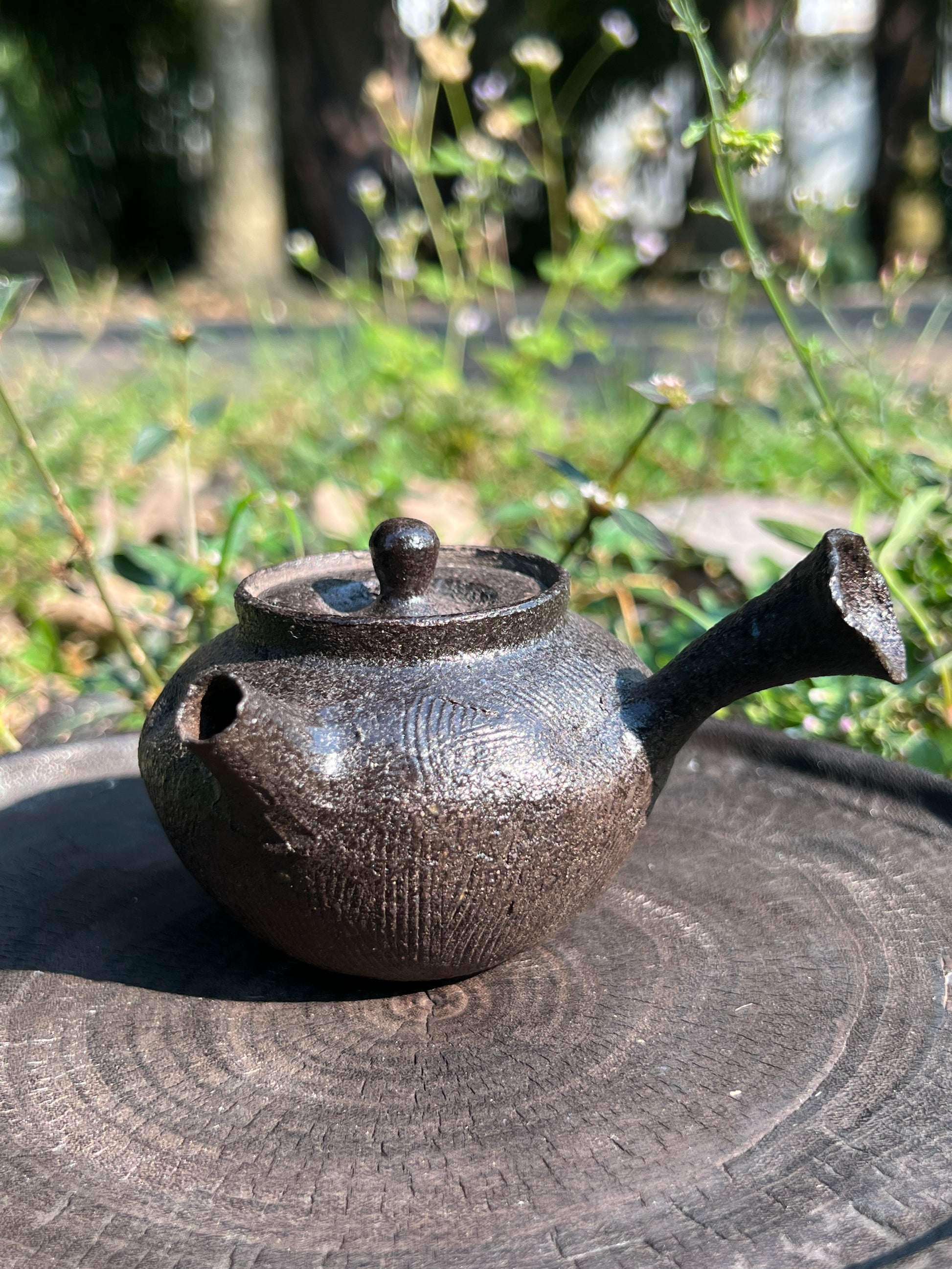 This is a pottery teapot