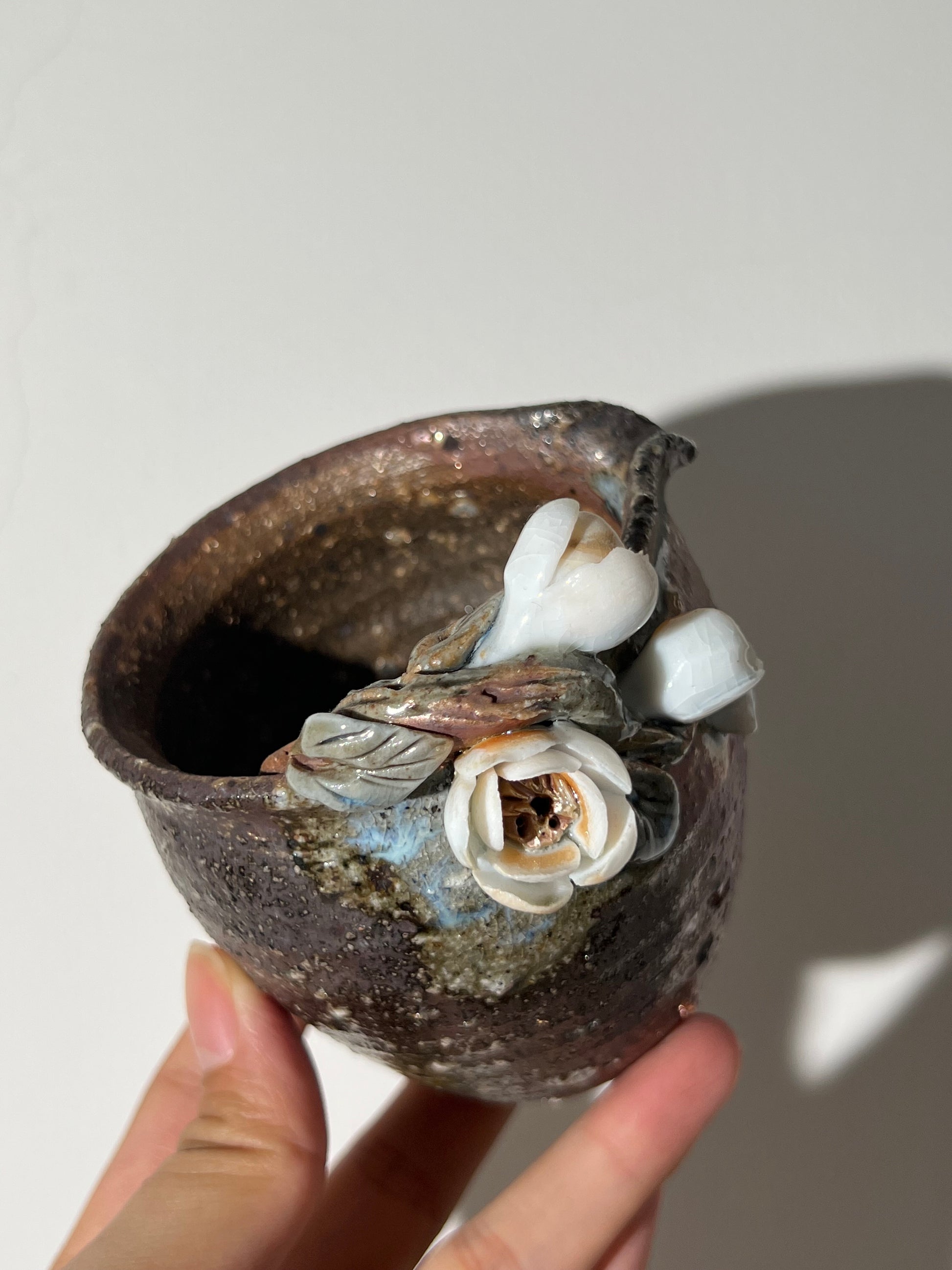 This is a woodfired pottery flower faircup gongdaobei