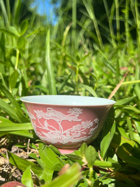 Handcrafted Chinese Handpainted Chinese Lotus Teacup Jingdezhen Duibai Teacup Master Ceramic Artwork