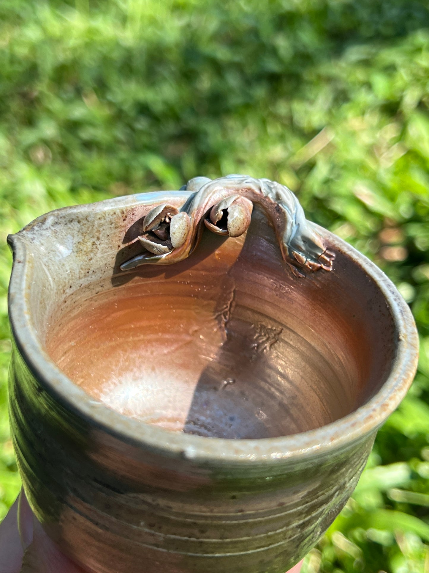 This is a woodfired pottery flower faircup gongdaobei