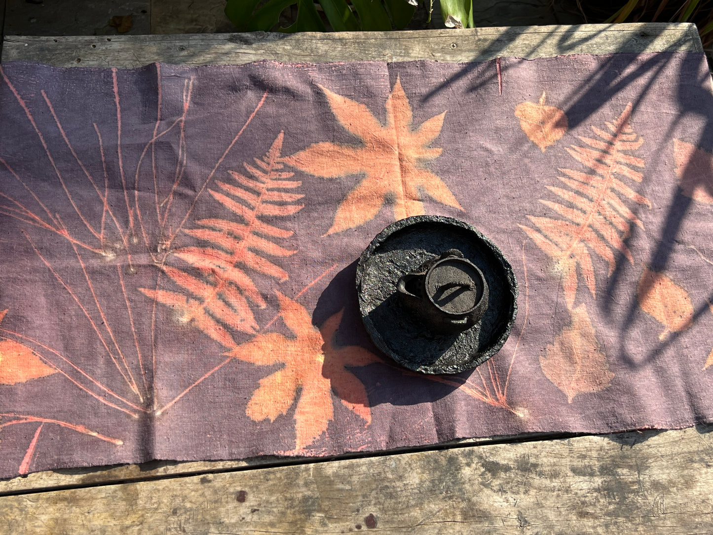 Hand Dyed Purple Tea Table Cloth Natura Plant Dyed Cotton Tea Mat Chabu Chaxi