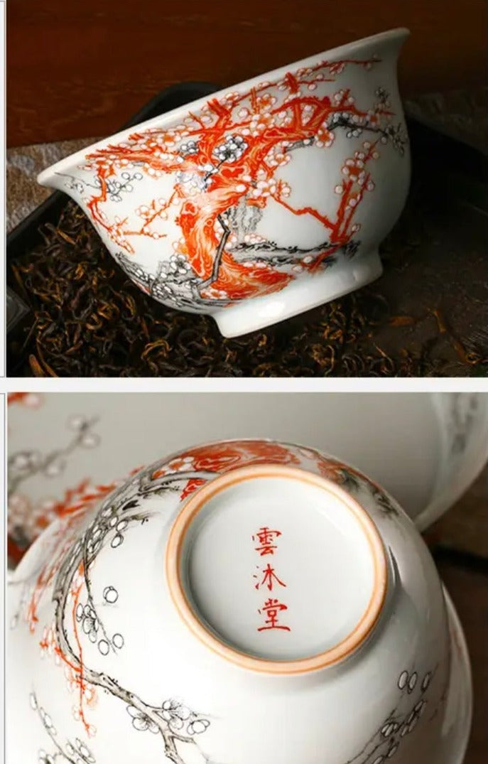 this is a Chinese Jingdezhen alum red  flower teacup.this is a ceramic teacup