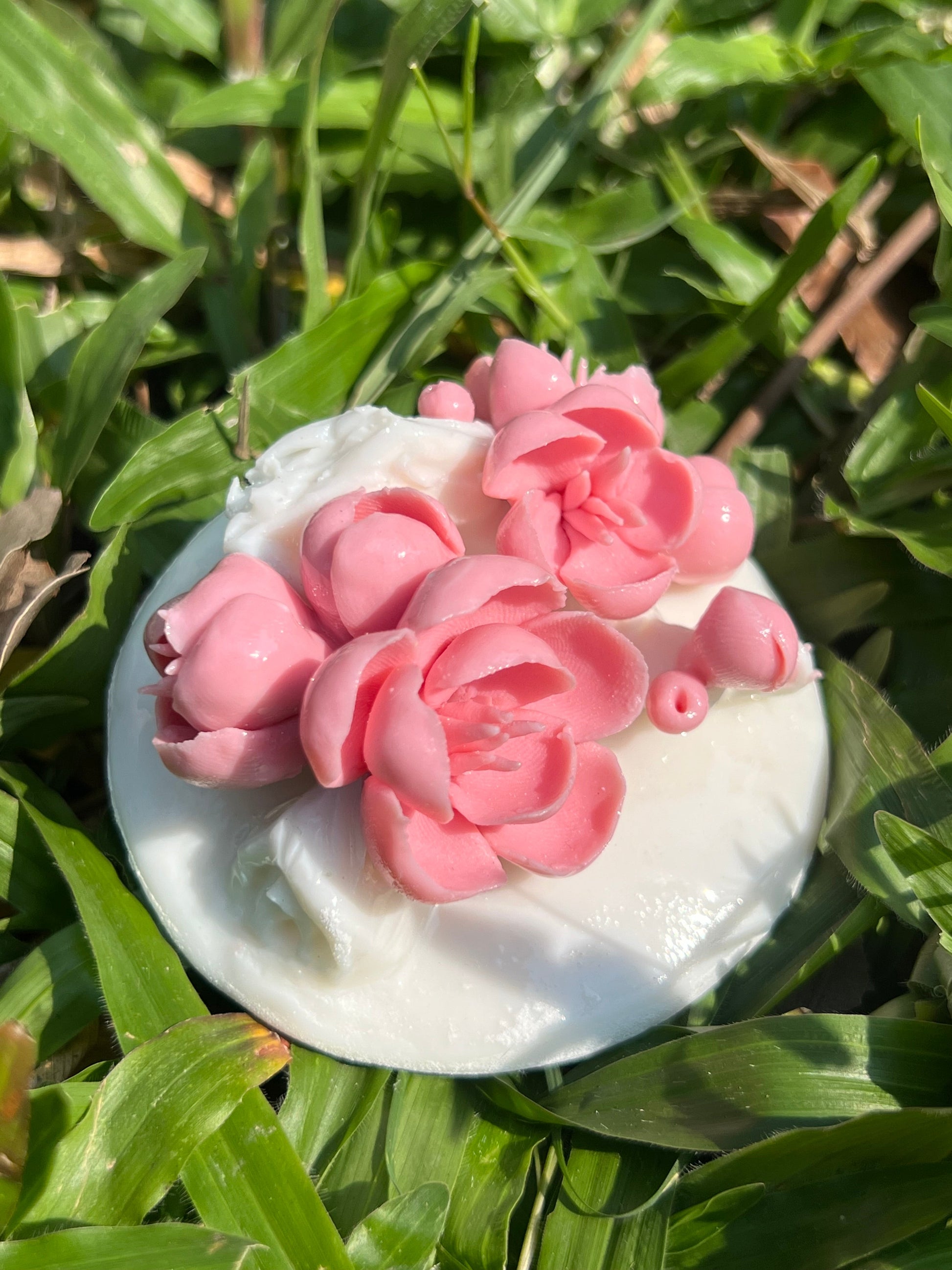 this is a woodfired white fine pottery flower teacup