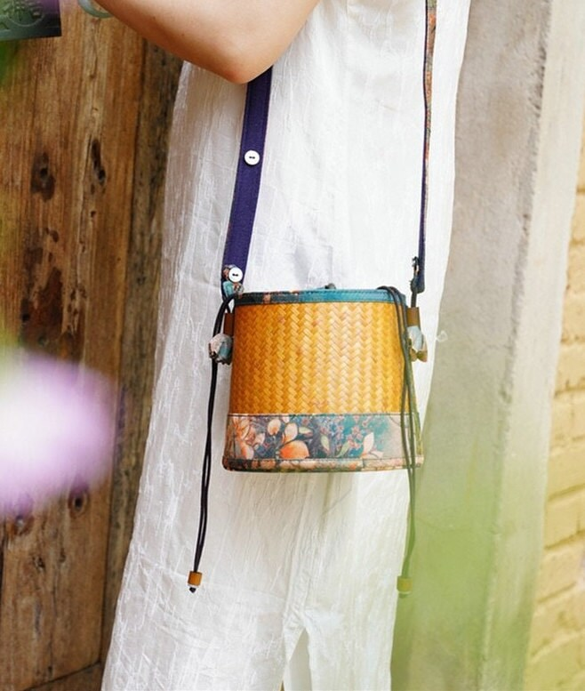 This is a bamboo weaving bag