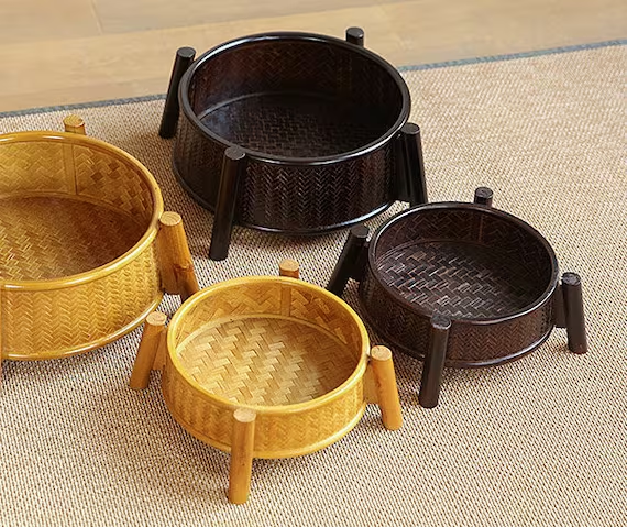 This is a bamboo weaving storage tea table.this is a black tea table 