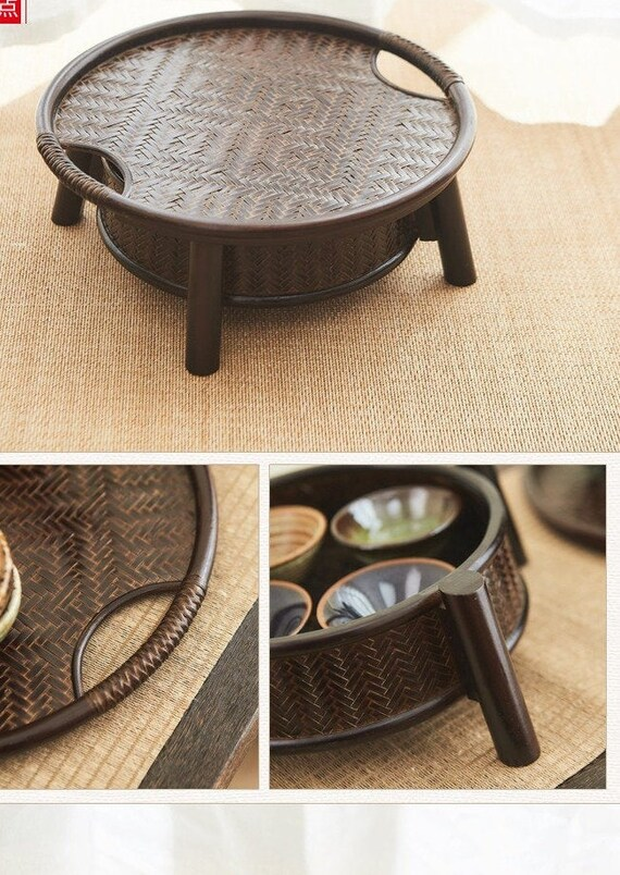 This is a bamboo weaving storage tea table.this is a black tea table 