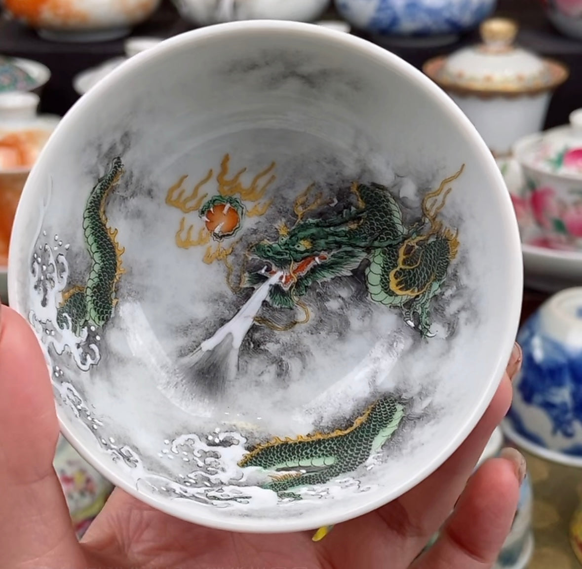 this is a Chinese Jingdezhen ceramic dragon teacup