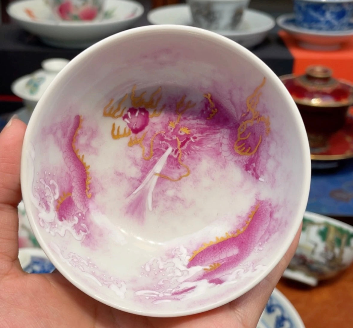 this is a Chinese Jingdezhen ceramic dragon teacup