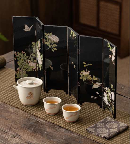 Chinese Original Design Wooden Folding Screen Ornaments Tea Ceremony Home Zen Retro Desktop Decoration