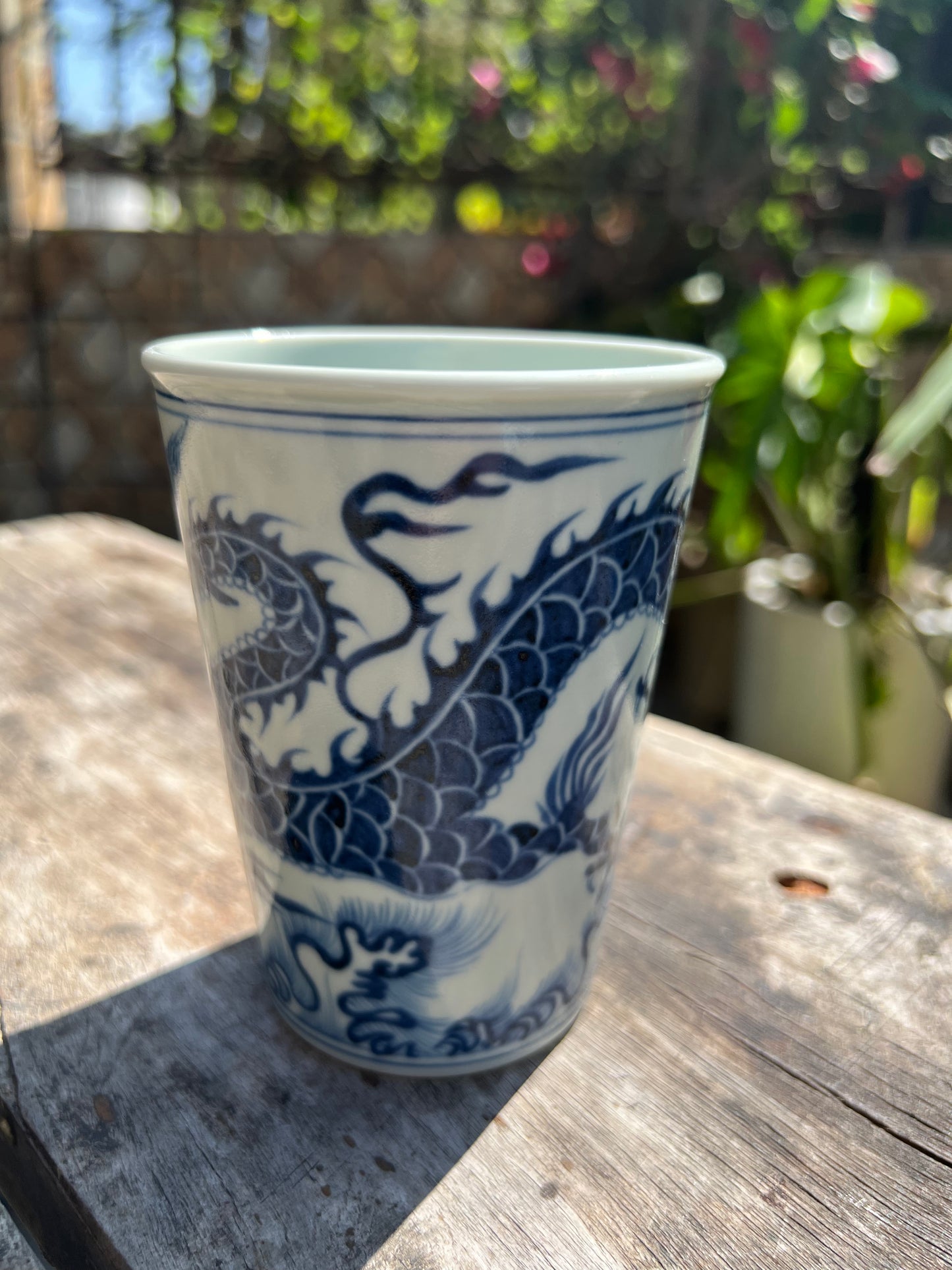 Handcrafted Jingdezhen Teacup Chinese Dragon Mug  White Blue Porcelain Fine China Cup