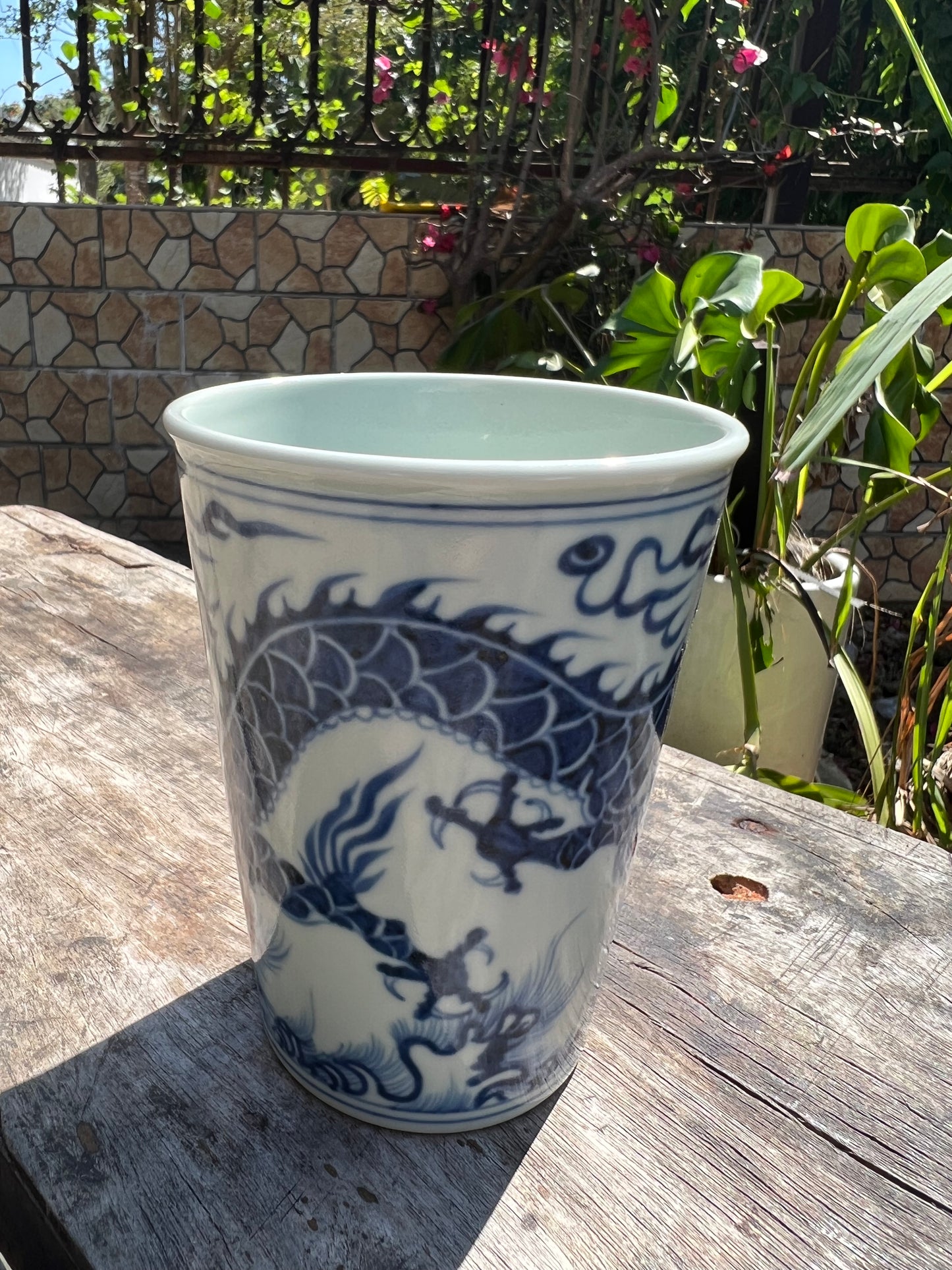 Handcrafted Jingdezhen Teacup Chinese Dragon Mug  White Blue Porcelain Fine China Cup