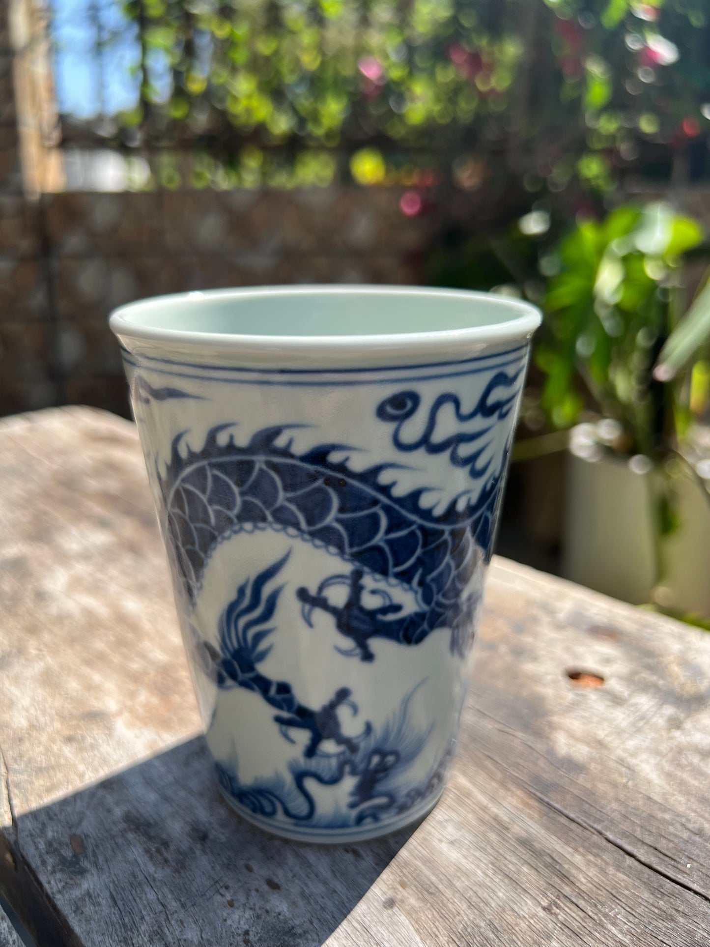 Handcrafted Jingdezhen Teacup Chinese Dragon Mug  White Blue Porcelain Fine China Cup