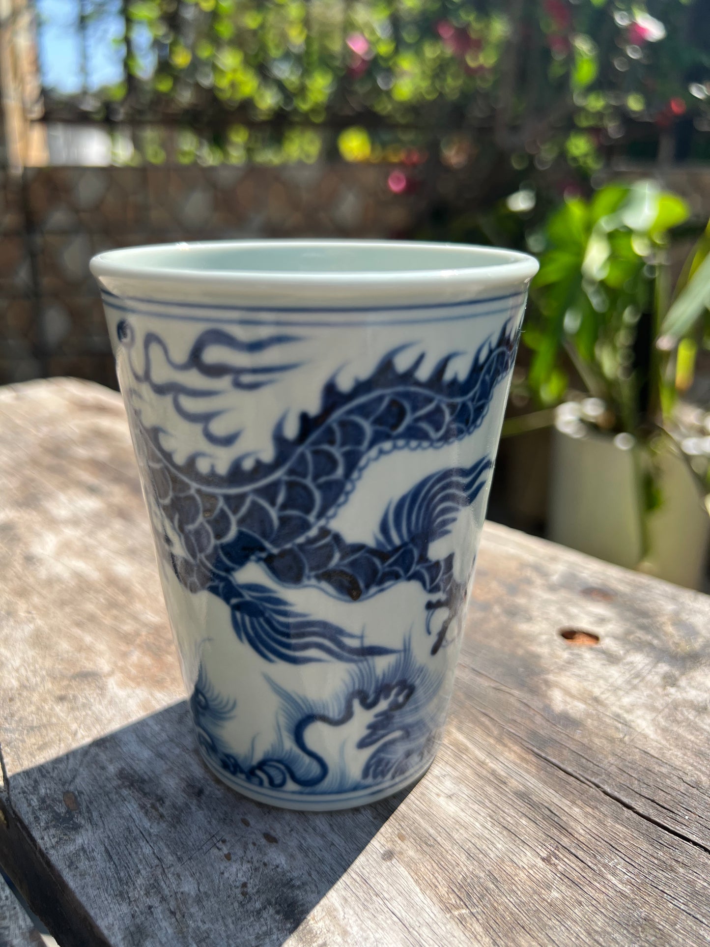 Handcrafted Jingdezhen Teacup Chinese Dragon Mug  White Blue Porcelain Fine China Cup